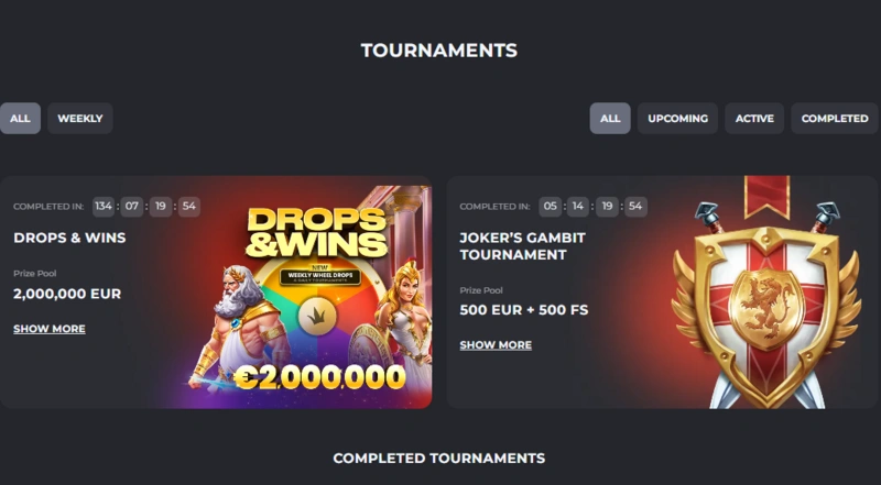 casinobello tournaments page